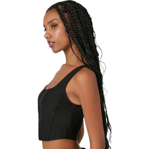 Forever 21 women's black hook-and-eye corset top size M - Picture 3 of 5